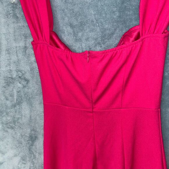 NWT ZESICA OFF SHOULDER HIGH SLIT BODYCON MAXI DRESS PINK EVENING GOWN SMALL - Picture 8 of 8